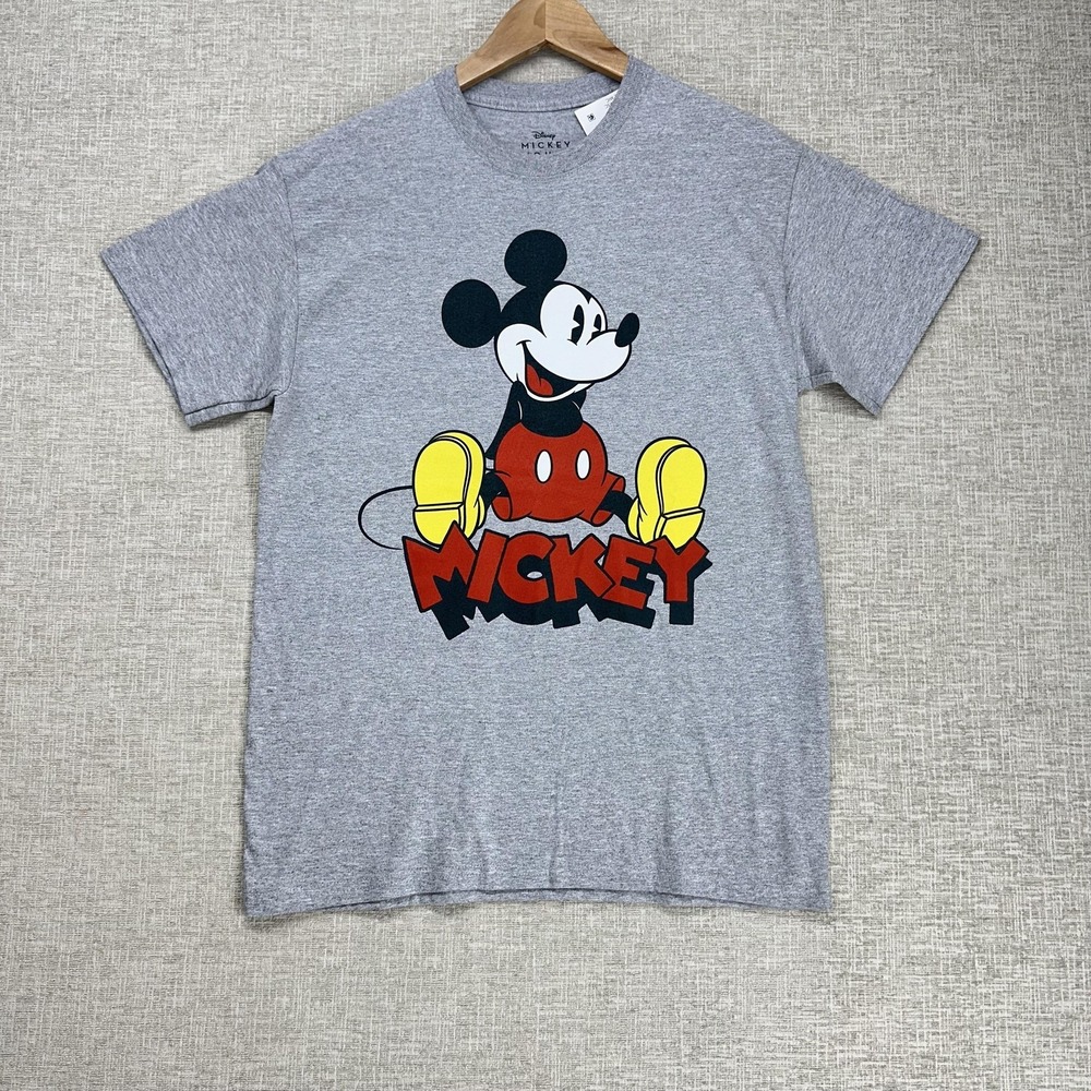 Disney Mickey Mouse Shirt Womens Size M Gray‎ Graphic Tee Cartoon Crew Neck